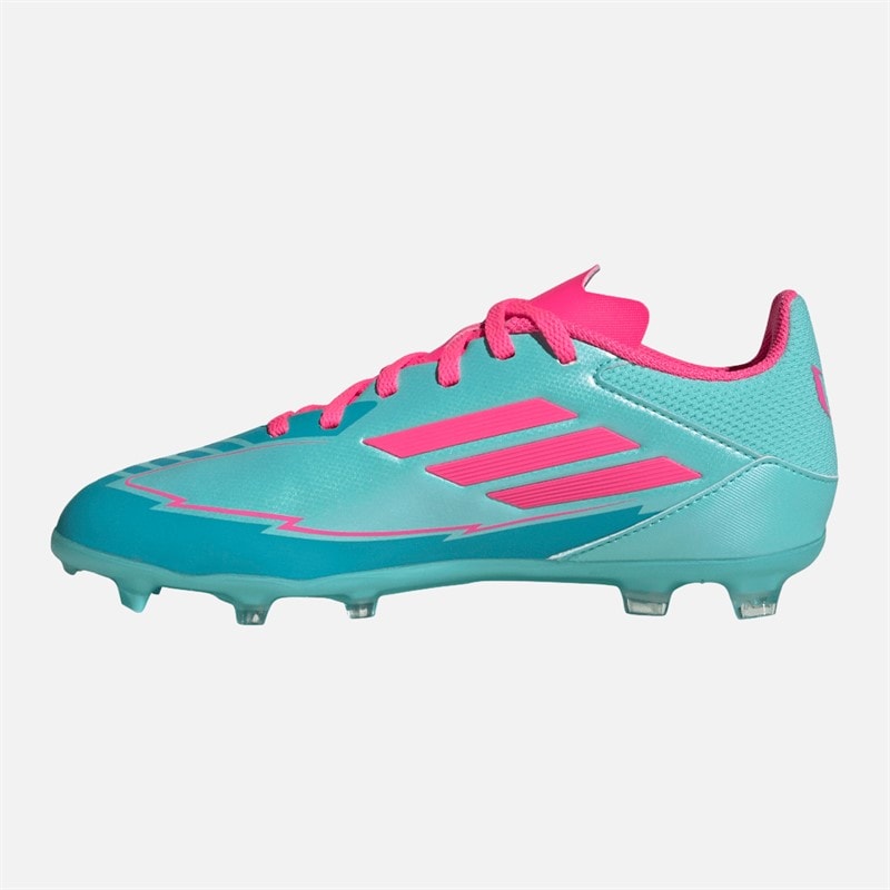 adidas Junior F50 League Messi FG/MG Firm/multi Ground Football Boots Flash Aqua/Lucid Pink/Lucid Cyan - Image 4