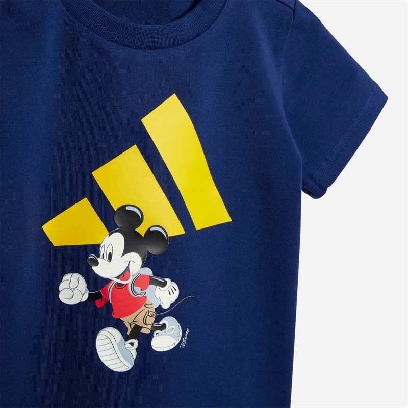 adidas Kids X Disney Mickey Mouse T-Shirt And Shorts Set Dark Blue/Crew Yellow - Image 2