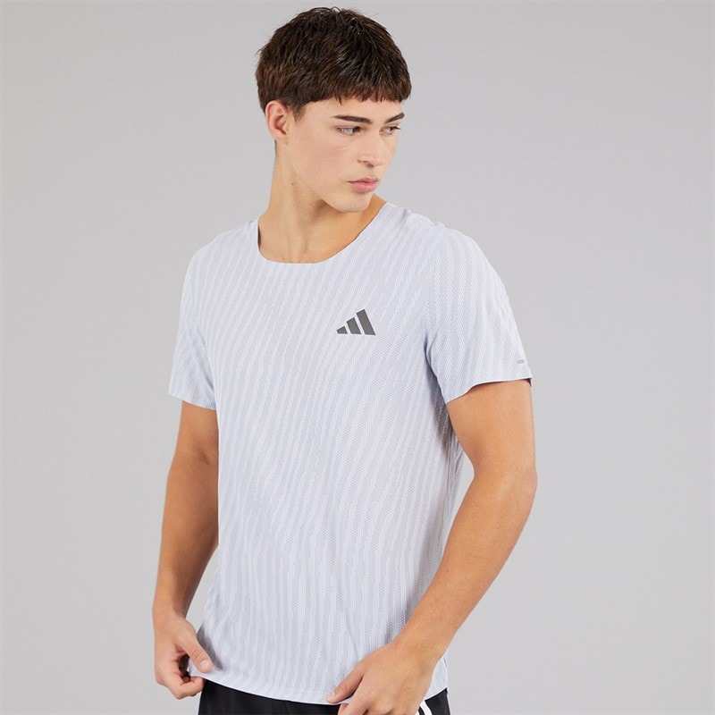 adidas Mens Adi365 Climacool+ Running T-Shirt Halo Silver/White - Image 1