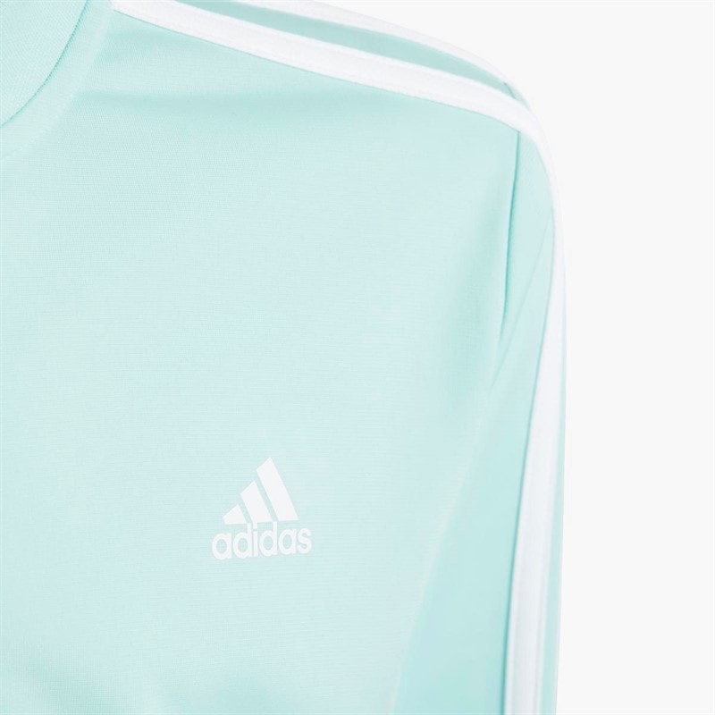 adidas Junior Girls Essentials 3-Stripes Tracksuit Semi Flash Aqua/White - Image 3