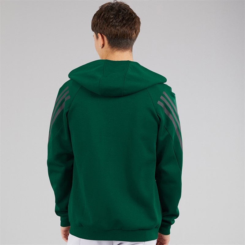 adidas Mens Future Icons 3-Stripes Full Zip Hoodie Collegiate Green - Image 2