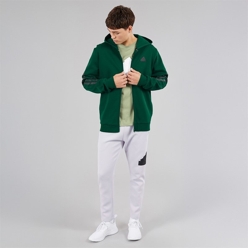 adidas Mens Future Icons 3-Stripes Full Zip Hoodie Collegiate Green - Image 4