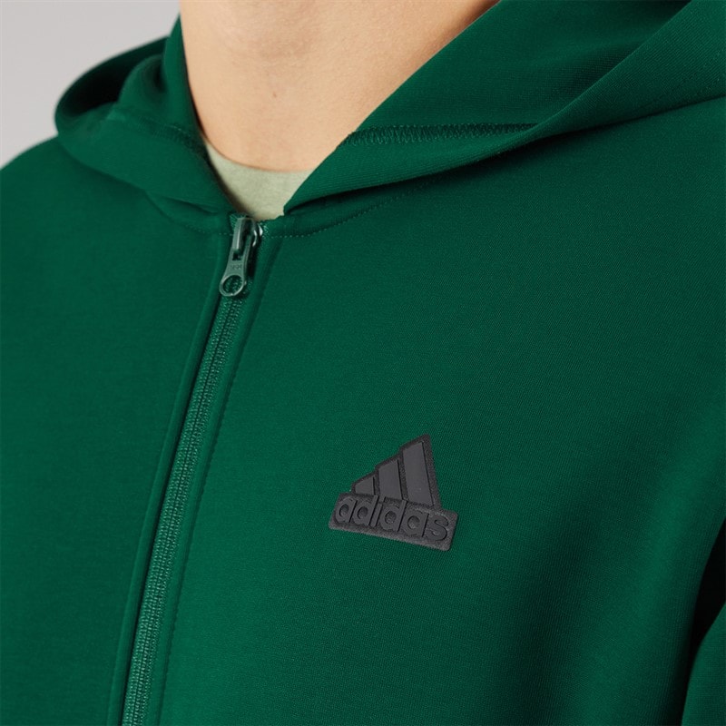 adidas Mens Future Icons 3-Stripes Full Zip Hoodie Collegiate Green - Image 5
