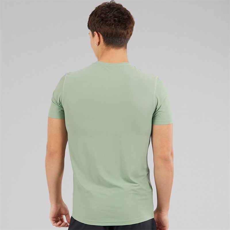 adidas Mens Own The Run Running T-Shirt Silver Green - Image 2