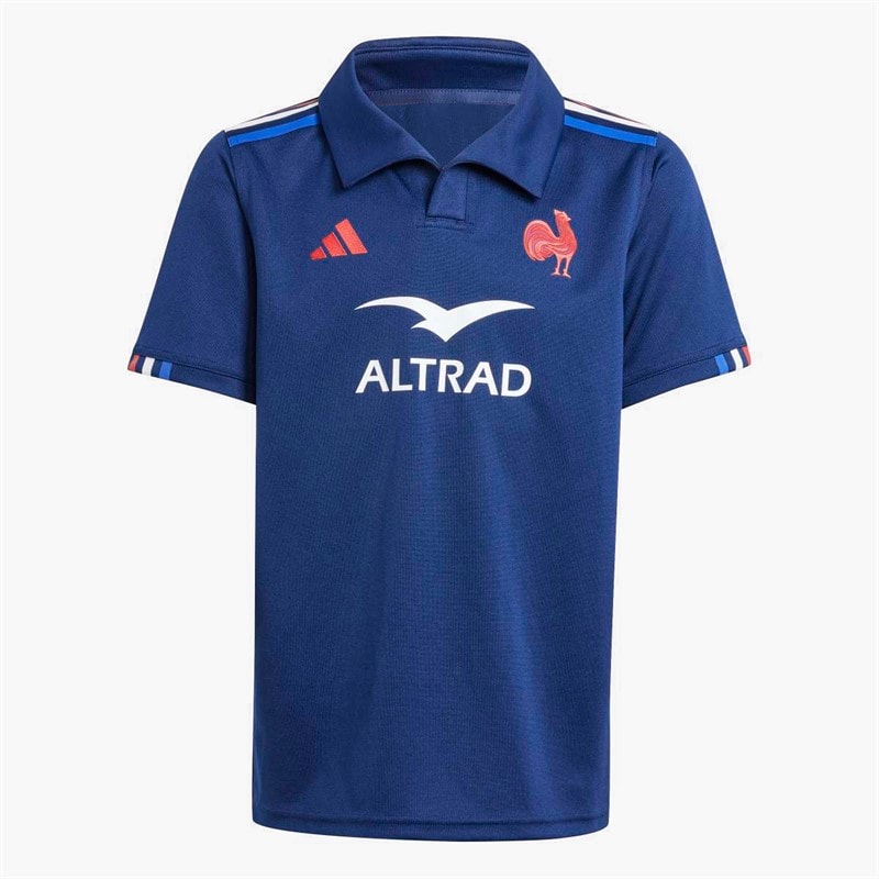 adidas Junior FFR France Rugby 24/25 Home Jersey Dark Blue - Image 5