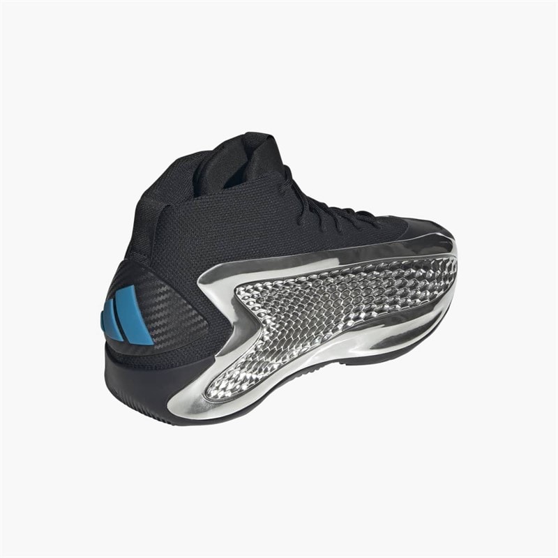 adidas Mens Anthony Edwards 1 Mid ' Chrome' Basketball Shoes Core Black/Silver Metallic/Core Black - Image 3
