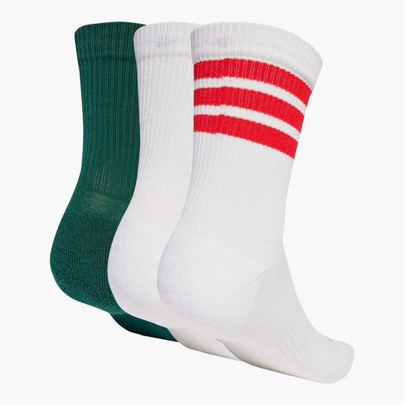 adidas  Logo Striped Three Pack Crew Socks White/White/Powder Plum - Image 2