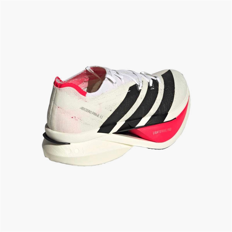 adidas Mens Adizero Prime X3 Strung Neutral Running Shoes Cloud White/Core Black/Lucid Red - Image 3