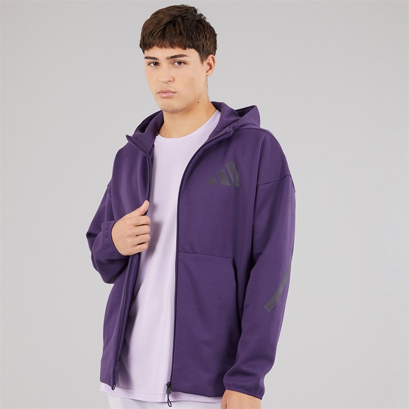adidas Mens Z.N.E Full Zip Hoodie Aurora Plum - Image 3