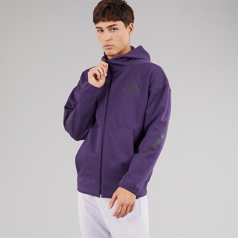 adidas Mens Z.N.E Full Zip Hoodie Aurora Plum - Image 5