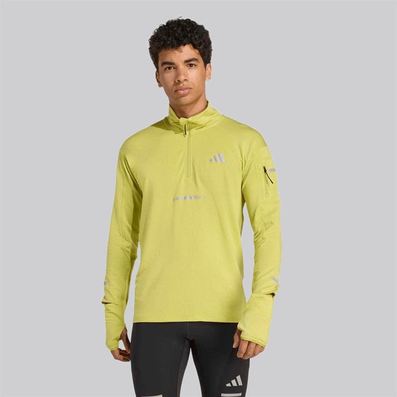 adidas Mens Adi365 Climawarm+ Running Half Zip Top Preloved Lime - Image 2