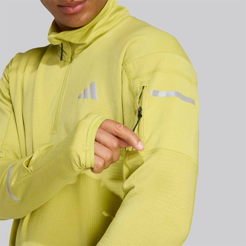 adidas Mens Adi365 Climawarm+ Running Half Zip Top Preloved Lime - Image 5