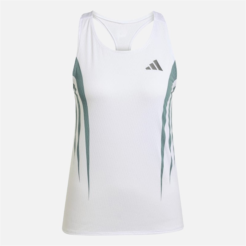adidas Womens Adizero Archive Running Singlet White/Preloved Teal