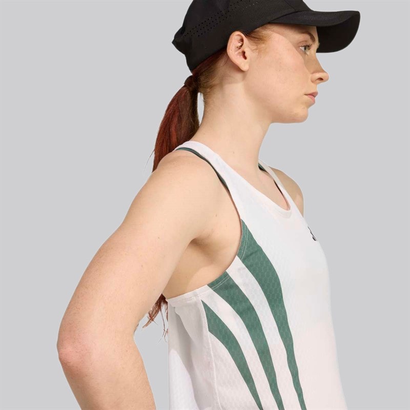 adidas Womens Adizero Archive Running Singlet White/Preloved Teal - Image 5