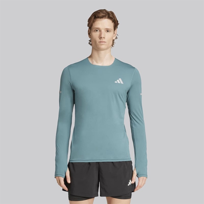adidas Mens Adi365 Climacool+ Running Long Sleeve Top Preloved Teal - Image 2