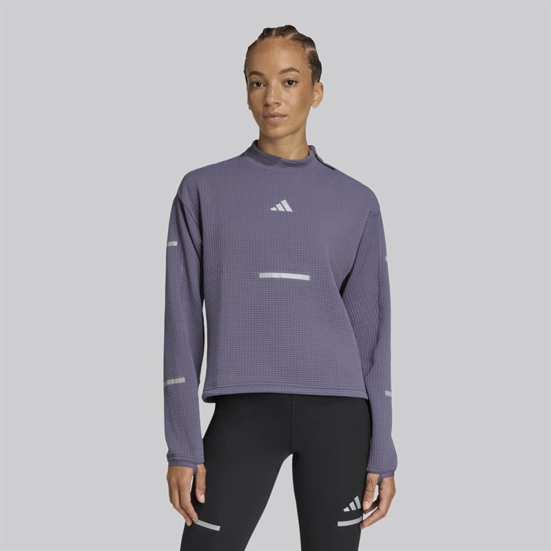 adidas Womens Adi365 Climacool+ Running Crew Neck Sweatshirt Preloved Violet