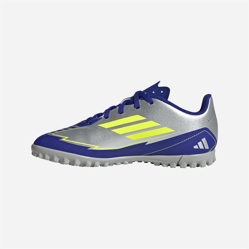 adidas Kids F50 Messi Club La Vida Rapida Pack TF Astro Football Boots Silver Metallic/Solar Yellow/Lucid Blue - Image 5