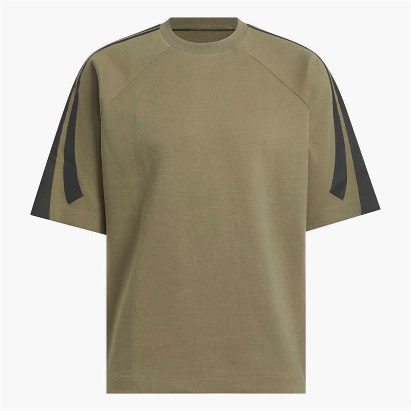 adidas Mens adidas Basketball Short Sleeve Sweatshirt Olive Strata