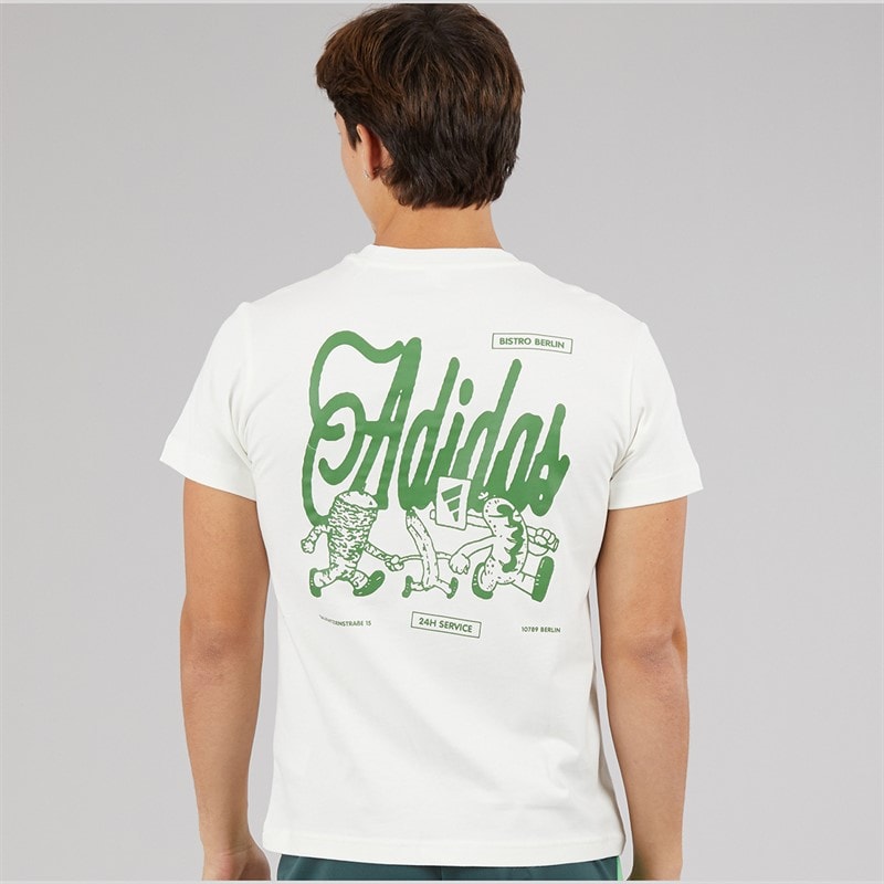 adidas Mens Berlin Snack Graphic T-Shirt Off White - Image 2