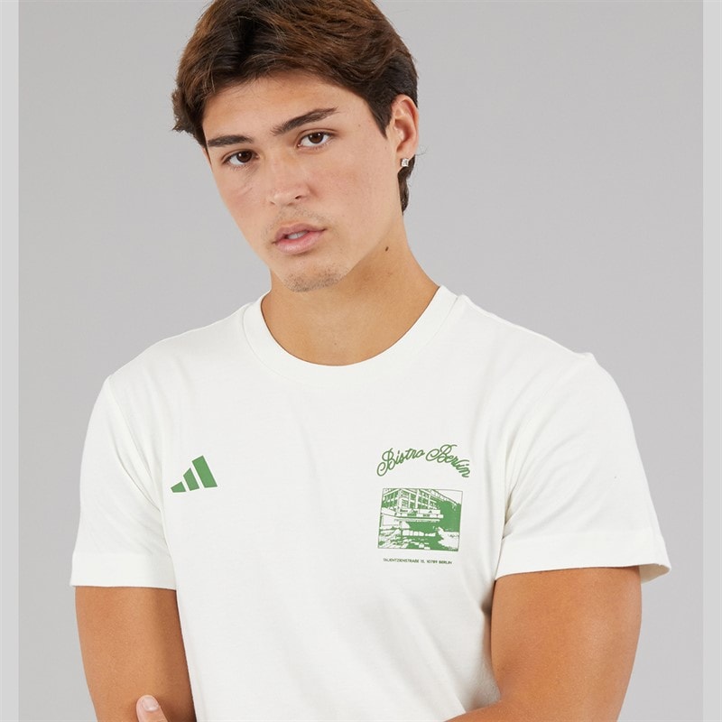 adidas Mens Berlin Snack Graphic T-Shirt Off White - Image 3