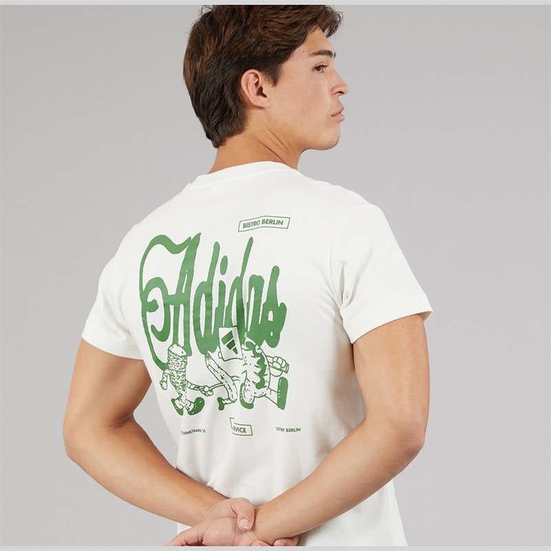 adidas Mens Berlin Snack Graphic T-Shirt Off White - Image 5