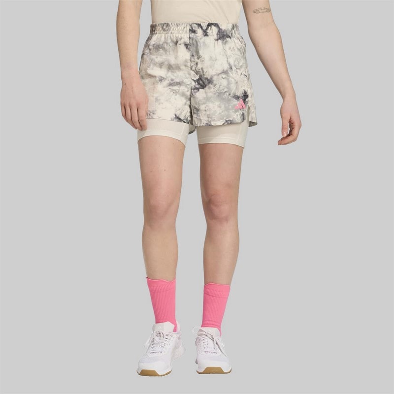 adidas Womens Own The Run Spray Dye 2-In-1 Running Short Orbit Grey/Black
