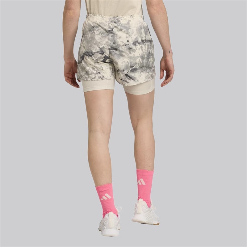 adidas Womens Own The Run Spray Dye 2-In-1 Running Short Orbit Grey/Black - Image 2