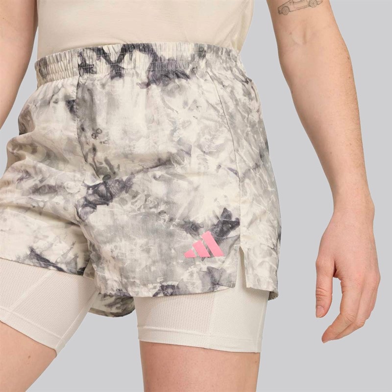 adidas Womens Own The Run Spray Dye 2-In-1 Running Short Orbit Grey/Black - Image 3