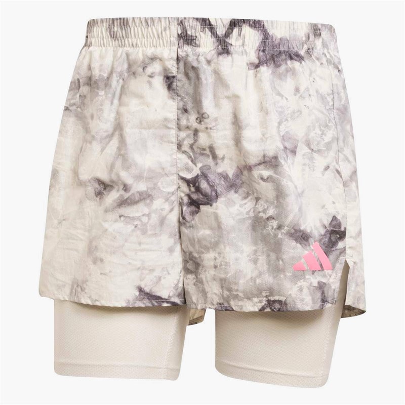 adidas Womens Own The Run Spray Dye 2-In-1 Running Short Orbit Grey/Black - Image 5