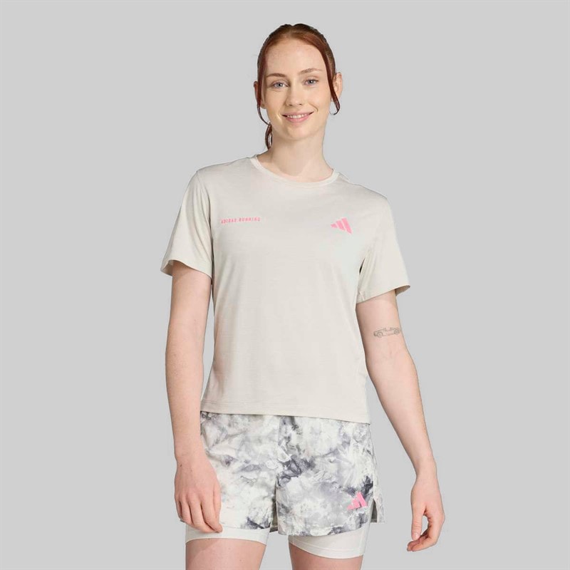 adidas Womens Own The Run Melange Running T-Shirt Orbit Green Metallic