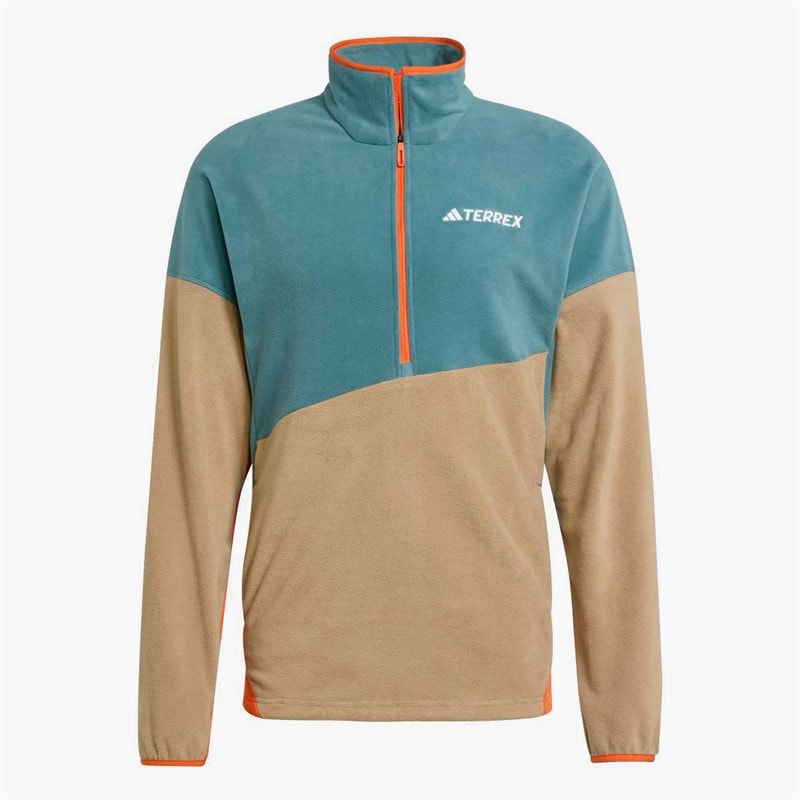 adidas Mens Terrex Multi Climawarm Fleece Anorak Preloved Teal/Cardboard/Semi Impact Orange