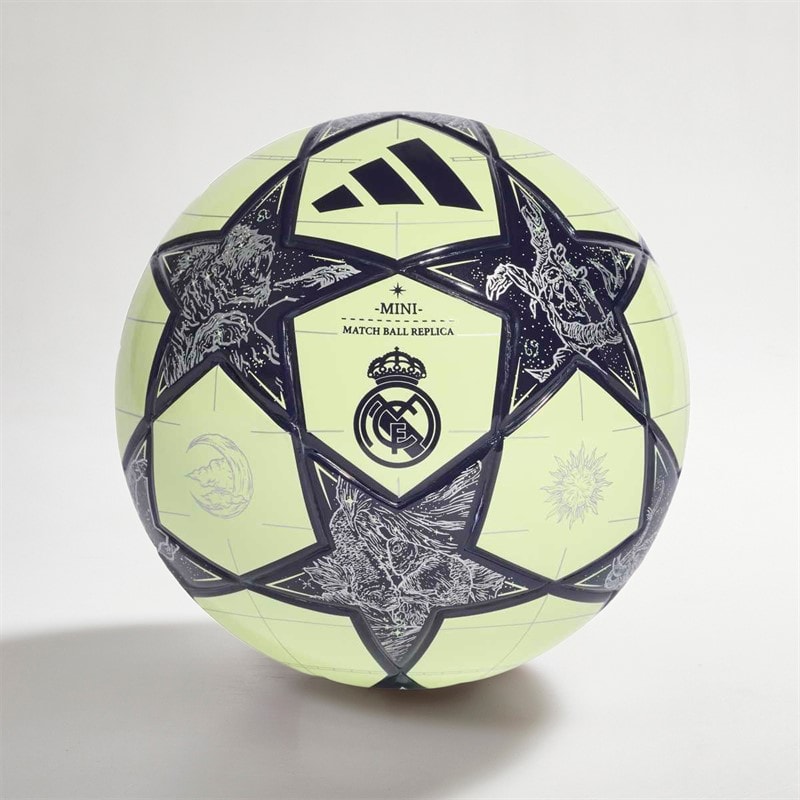 adidas Mens UEFA Champions League Real Madrid Mini Football Almost Lime/Silver Metallic/Noble Ink - Image 1