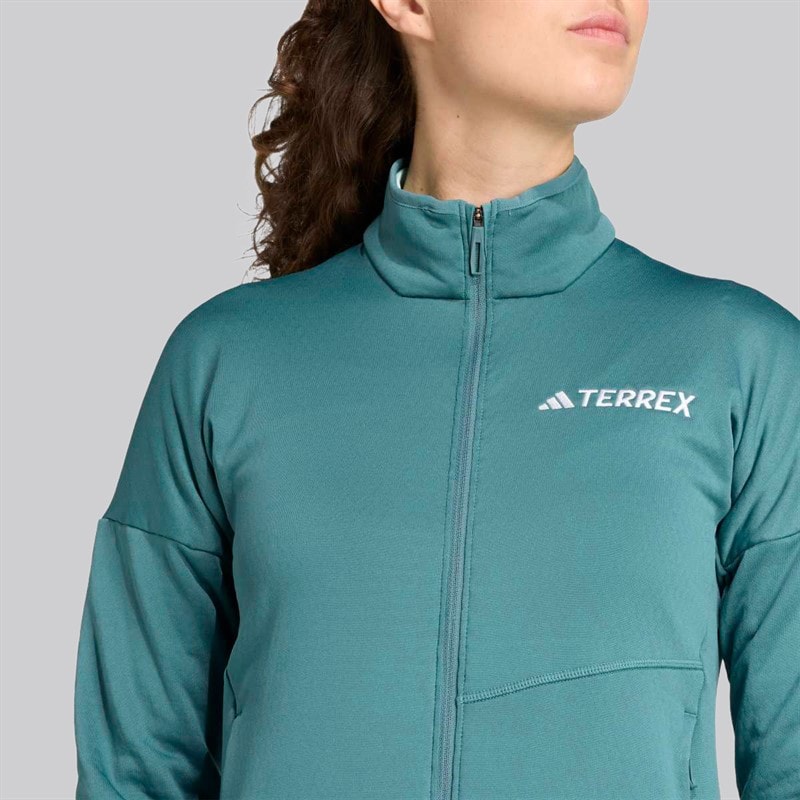 adidas Womens Terrex Xperior Climawarm Light Fleece Jacket Preloved Teal - Image 2