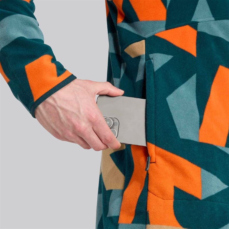 adidas Mens Terrex Multi Printed Full Zip Fleece Jacket Aurora Ivory/Semi Impact Orange - Image 2