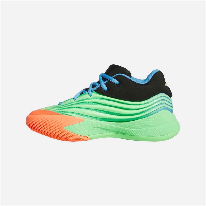adidas Kids Dame X Basketball Shoes Lime Burgundy/Signal Coral/Blue Burst - Image 5