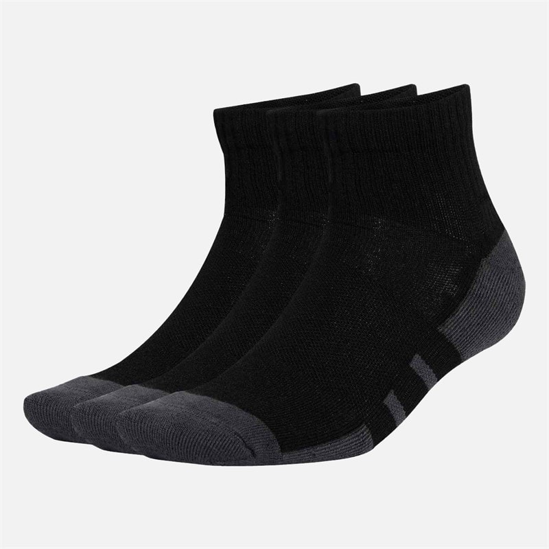 adidas Mens Essentials Climacool Three Pack Quarter Socks Black/Grey Six
