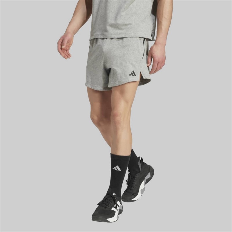 adidas Mens D4T Workout French Terry Shorts Medium Grey Heather