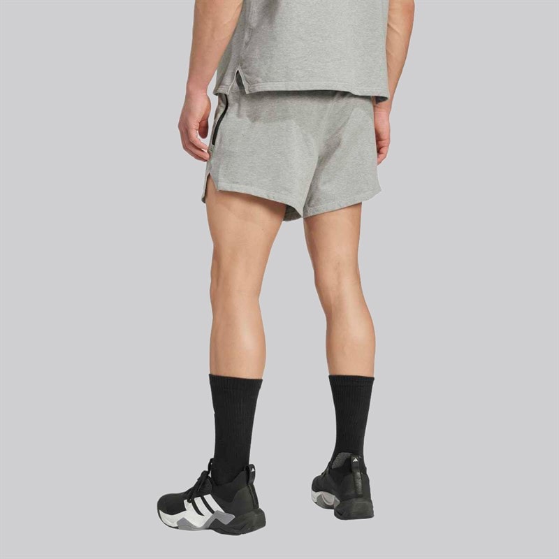 adidas Mens D4T Workout French Terry Shorts Medium Grey Heather - Image 2