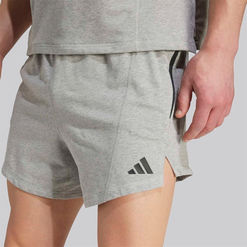 adidas Mens D4T Workout French Terry Shorts Medium Grey Heather - Image 3