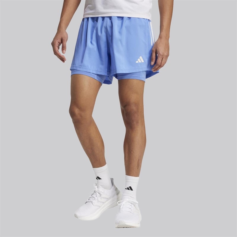 adidas Mens Own The Run Climacool 2-In-1 Running Shorts Blue Fushion - Image 1