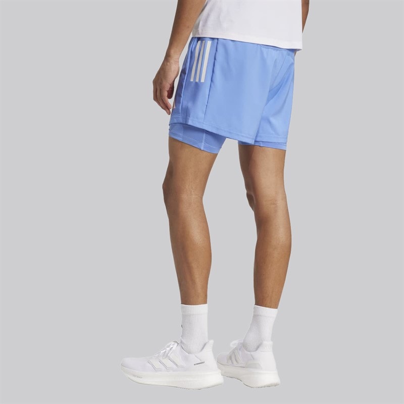 adidas Mens Own The Run Climacool 2-In-1 Running Shorts Blue Fushion - Image 2