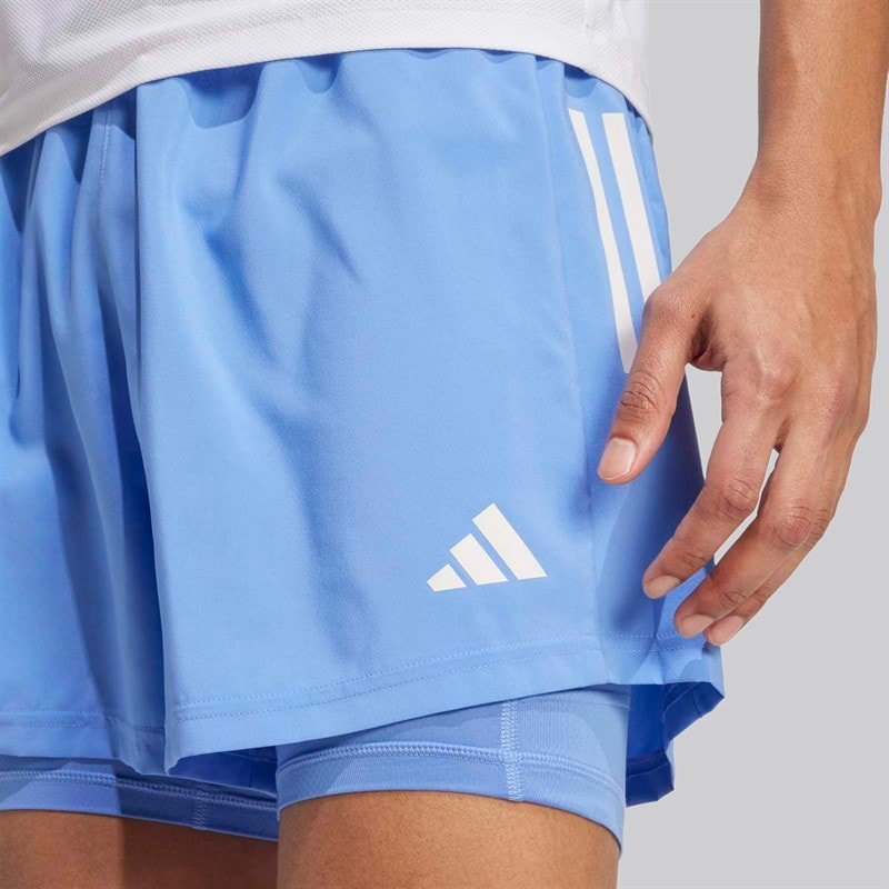 adidas Mens Own The Run Climacool 2-In-1 Running Shorts Blue Fushion - Image 3
