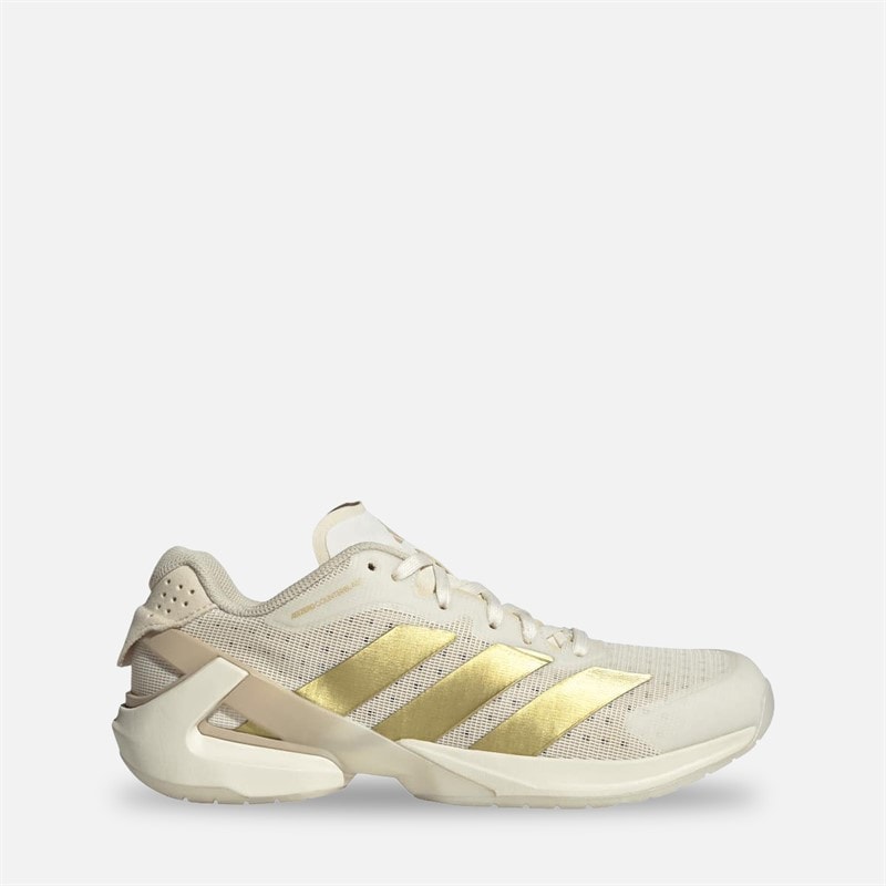 adidas Womens Courterblast Adizero Indoor Court Shoes Off White/Gold Metallic/Crystal Sand
