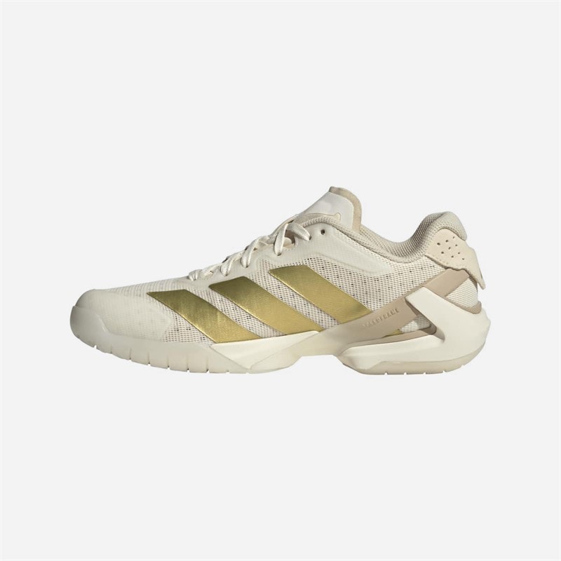 adidas Womens Courterblast Adizero Indoor Court Shoes Off White/Gold Metallic/Crystal Sand - Image 5