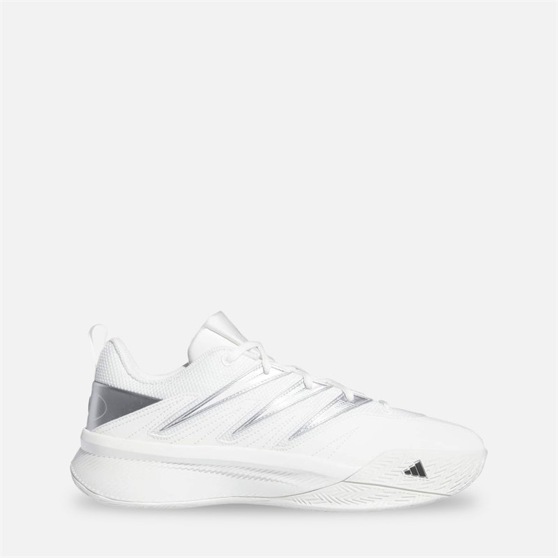 adidas Mens Dame Certified 3 Low Basketball Shoes Chalk White/Core Black/Silver Metallic