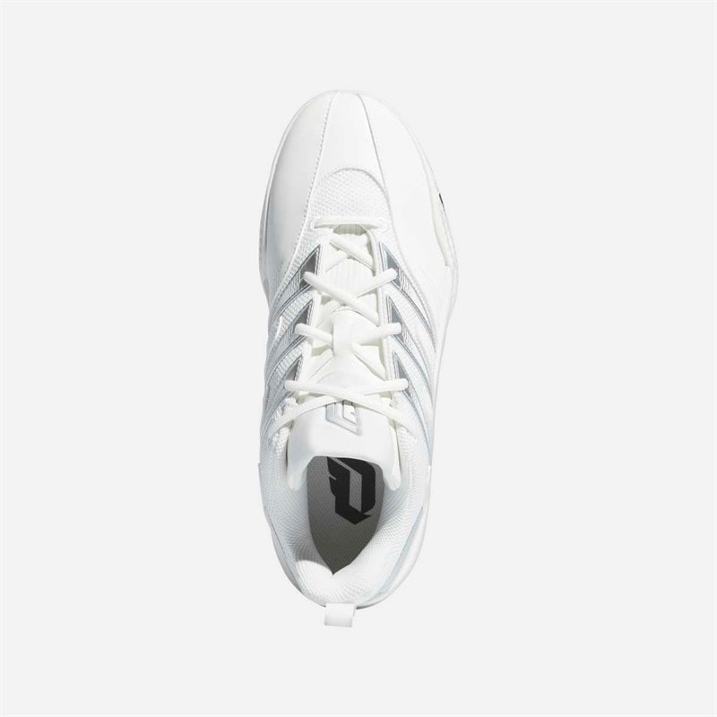 adidas Mens Dame Certified 3 Low Basketball Shoes Chalk White/Core Black/Silver Metallic - Image 4