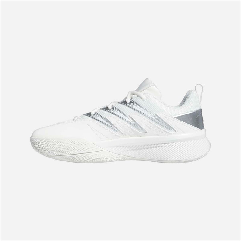adidas Mens Dame Certified 3 Low Basketball Shoes Chalk White/Core Black/Silver Metallic - Image 5