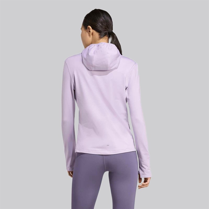 adidas Womens Own The Run Winterized Running Hooded Half-Zip Powder Plum - Image 2