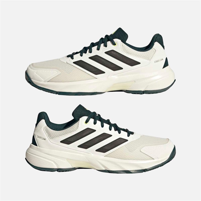 adidas Mens Courtjam Control 3 Tennis Shoes Off White/Silver Metallic/Aurora Ivory - Image 2