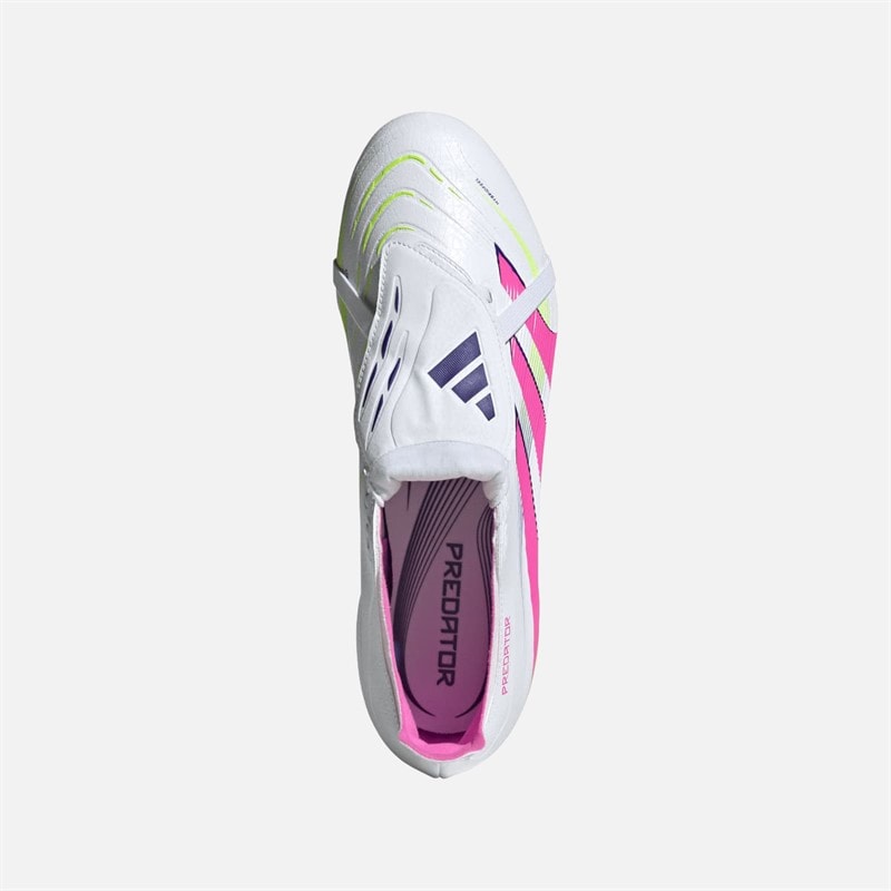 adidas Mens Predator League Tongue FG/MG Firm Ground/Multi Ground Football Boots Cloud White/Lucid Lemon/Lucid Pink - Image 4